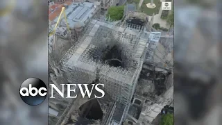 Drone footage shows aftermath of Notre Dame fire damage from above| ABC News