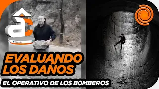 "La piedra dejó marcas en el embudo", fue la conclusión de los bomberos que bajaron al lugar