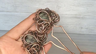 Hairpins with zoisite  Шпильки для волос с цоизитом