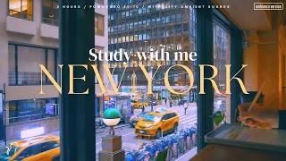 3-HOUR STUDY WITH ME 🚕 / Pomodoro 50-10 / New York City Sounds [Ambience ver.] with timer + alarm