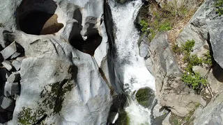 Heart Rock Waterfall Drone Footage Crestline Southern California Mountain Area