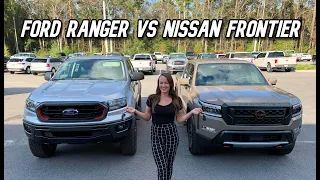 2021 FORD RANGER VS 2022 NISSAN FRONTIER: Midsize Truck Competition- Walkaround, Startup & Interior