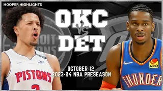 Detroit Pistons vs Oklahoma City Thunder Full Game Highlights | Oct 12 | 2023-24 NBA Preseason