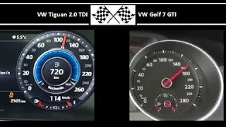 VW Tiguan 2.0 TDI VS. VW Golf 7 GTI - Acceleration 0-100km/h