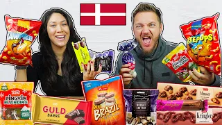 American & German Try DANISH SNACKS & CANDY for the First Time!