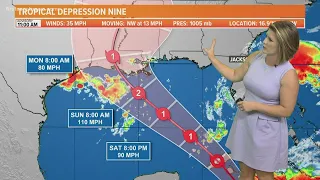 11 a.m. Thursday NHC update for Tropical Depression Nine