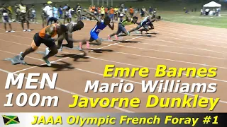 Jamaica Men 100m Full Speed Ahead | Javorne Dunkley | Mario Williams | Tevin Hyman | French Foray #1