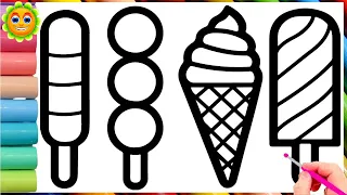 Ice Cream Drawing, Painting and Coloring for Kids || Drawing and Coloring Ice Cream For Kids