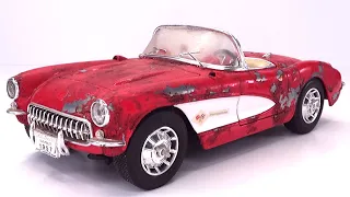 Resurrection Customization Damaged Chevrolet Corvette  Model Car abandoned diecast restoration