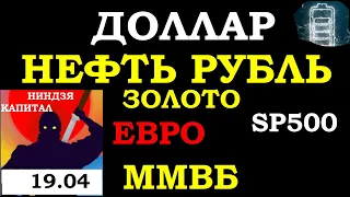 19.04.Курс ДОЛЛАРА на сегодня. НЕФТЬ.ЗОЛОТО.VIX.SP500.РТС.Курс РУБЛЯ. ММВБ.Сбер.Газпром.ГМК.Трейдинг