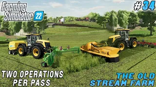 Making TMR feed, hay baling, emptying silage bunker | The Old Stream Farm | FS 22 | Timelapse #34