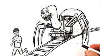 How to draw a Thomas the Train EXE attacking human