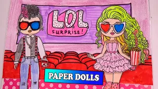 2 Бумажные куколки ЛОЛ Крутой Чувак и Розовая Цыпочка  Paper Dolls LOL OMG Movie Magic 2 pack dolls