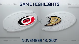 NHL Highlights | Hurricanes vs. Ducks - Nov. 18, 2021