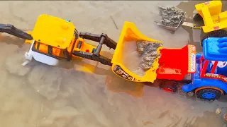JCB Fully Loading Mud Mahindra Tractor | Tractor Stuck in Mud Pulling Out 3Dx JCB | Toy | Bhoom Toys