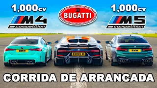 Bugatti Chiron Super Sport vs BMW M5 de 1.000cv vs BMW M4: CORRIDA DE ARRANCADA