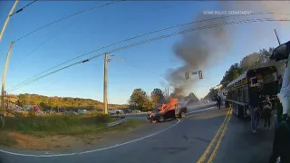 Rome police officer jumps into fiery crash to save mother, child