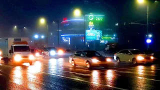 Футаж Туман в Городе. Видео для Монтажа Город в Тумане, Автомобили, Транспорт, Свет Фар Сквозь Туман