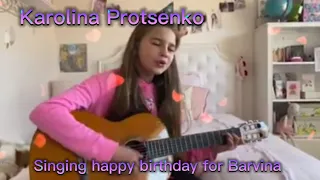 Karolina Protsenko 🇺🇦 singing happy birthday for his Freund Barvina 🇷🇺