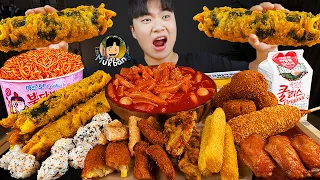 ASMR MUKBANG | RICE CAKE Tteokbokki, Fire Noodles, sausage recipe ! eating