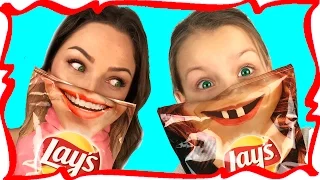 Real Food vs Potato Chips Challenge Kids React Funny Video for Kids