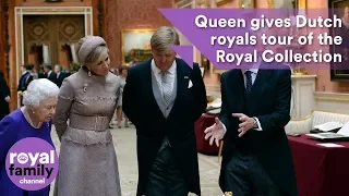 Queen gives Dutch royals a tour of the Royal Collection at Buckingham Palace