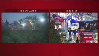 Semi crashes reported across metro Detroit on a rainy Tuesday morning