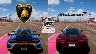 Forza Horizon 5 | Lamborghini Huracan STO 2020 vs. McLaren GT 2020 Performance and Sound Comparison