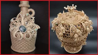 Beautiful flower vase decoration with jute craft
