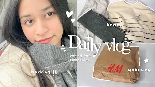 DAILY DIARIES 🍓☁️: working, H&M unboxing, cooking, grwm, festive celebration