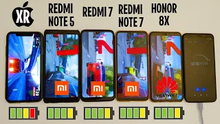 КТО ДОЛЬШЕ? АЙФОН XR, XIAOMI REDMI NOTE 7, REDMI 7, HUAWEI HONOR 8X, REDMI NOTE 5