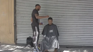 Haircuts For The Homeless On The Street!