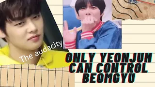 only yeonjun can control beomgyu 😭😭 #txt #tomorrowbytogether #yeonjun #beomgyu