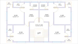 HOUSE PLAN DESIGN | EP 76 | 1400 SQUARE FEET TWO-UNIT HOUSE PLAN | LAYOUT PLAN