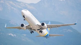 [Full HD] Ukraine International Airlines Boeing 737-900ER Taxi and Takeoff from Tivat Airport