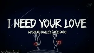 I Need Your Love - Madilyn Bailey, Jake Coco (Official Music Video Lyrics )