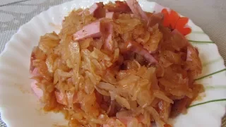 Капуста тушеная с колбасой очень просто и вкусно