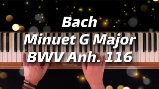 J. S. Bach  - Minuet G Major BWV Anh. 116, Piano Tutorial (Slow Motion)