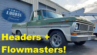 Ford F100 Ranger Exhaust Upgrades! McVey 302 small block ford, Headman Headers, and Flowmaster!