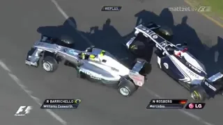 F1 2011 Australia Barichello Hits Rosberg Spins