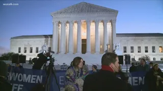 Demonstrators rally outside of U.S. Supreme Court during abortion rights hearing