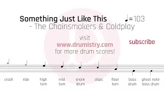 The Chainsmokers & Coldplay - Something Just Like This Drum Score