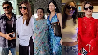 Asha Bhosle, Daggubati Venkatesh, Shilpa Shetty ,Manushi Chhillar,Urvashi Rautela At Spotted Airport