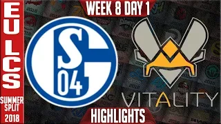 S04 vs VIT Highlights | EU LCS Summer 2018 Week 8 Day 1 | FC Schalke 04 vs Vitality