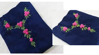 Hand Embroidery Design for Dresses with Pompoms| Neckline Design