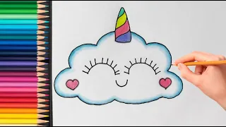 Как нарисовать милое облако единорог | How to draw a Cute Unicorn Cloud | Як намалювати хмаринку