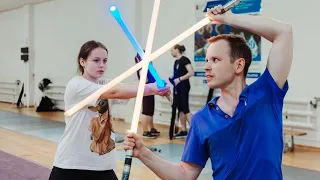 Young Jedi on lightsaber training  - School of Saberfighting