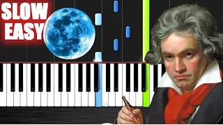 Beethoven - Moonlight Sonata - SLOW EASY Piano Tutorial by PlutaX