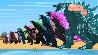 EVOLUTION of MONSTERVERSE GODZILLA: Animated Size Comparison (2014 - 2024) | Godzilla Cartoon Funny