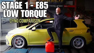 VW MK8 GTI TUNER BATTLE PART 4 - Stage 1 - E85 - Low Torque - Dyno Comparison